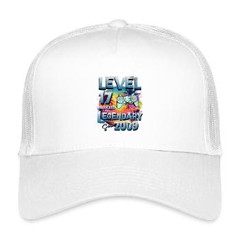 Level 17 Jahre Freigeschaltet seit 2009 Geburtstag - Kinder Trucker-Cap - Weiß - Vorne