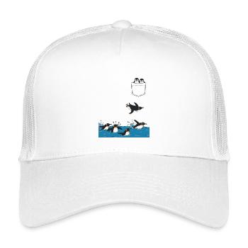 Penguin Jump Into The Water Pocket Design - Kids’ Trucker Cap - white - Front