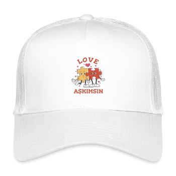 Love Askimsin : Pièces du puzzle dans Love Design - Casquette trucker enfant - blanc - Devant