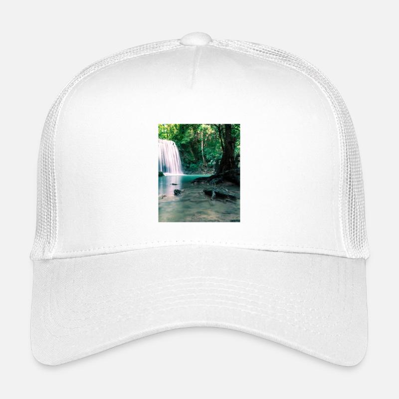 Grüner Wasserfall im Wald - Kinder Trucker-Cap - Weiß
