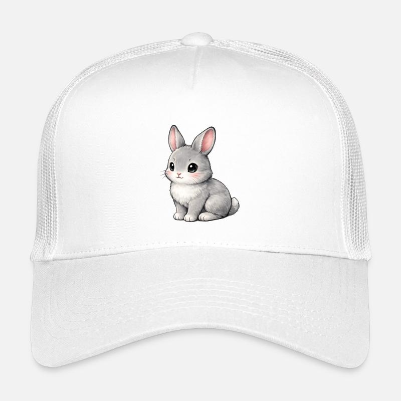 Gray Bunny Illustration - Kinder Trucker-Cap - Weiß