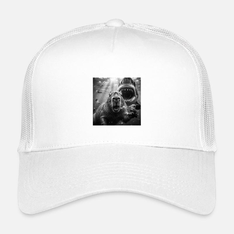 Selfie sous-marin de capybara avec un requin - Casquette trucker enfant - blanc