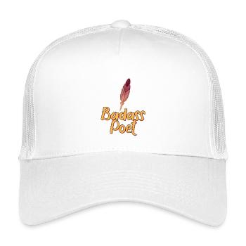 Badass Poet with Feather Quill - Kids’ Trucker Cap - white - Front