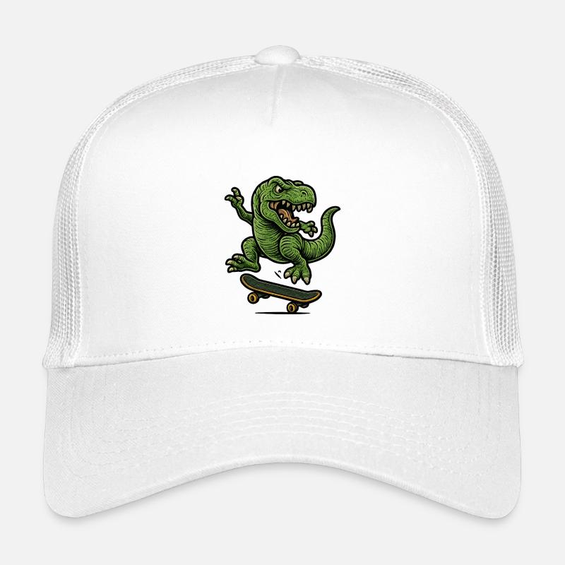 Green dino on skateboard Kids’ Trucker Cap