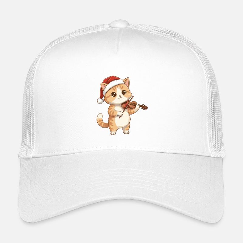 Chaton de Noël jouant du violon Casquette trucker enfant