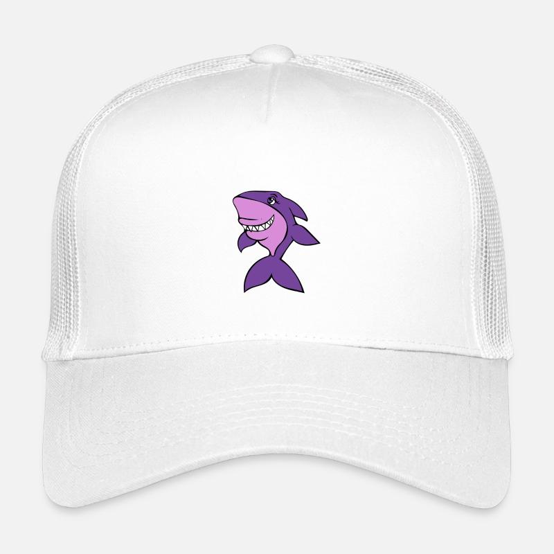 Sourire de dessin animé du requin violet Casquette trucker enfant