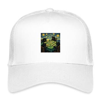 Des chats jouant au Mahjong Van Gogh - Casquette trucker enfant - blanc - Devant