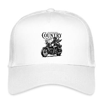 Cowboy-Biker auf Oldtimer-Motorrad - Kinder Trucker-Cap - Weiß - Vorne