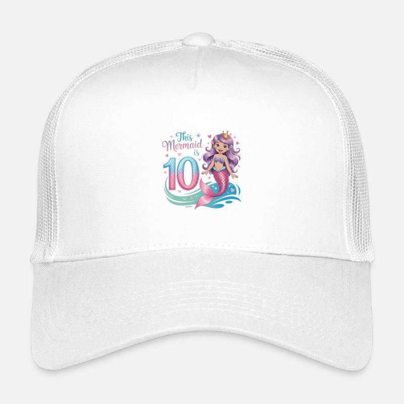 Mermaid 10th Birthday 10 Years Kids’ Trucker Cap