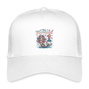 Mermaid 1st Birthday 1 Year - Kids’ Trucker Cap - white - Front