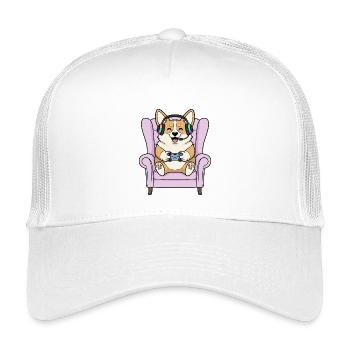 Chien Corgi joueur jouant à des jeux vidéo Art - Casquette trucker enfant - blanc - Devant