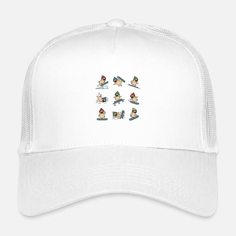 Snowboard Mops Lustiger Winterhund Spaß Kinder Trucker-Cap