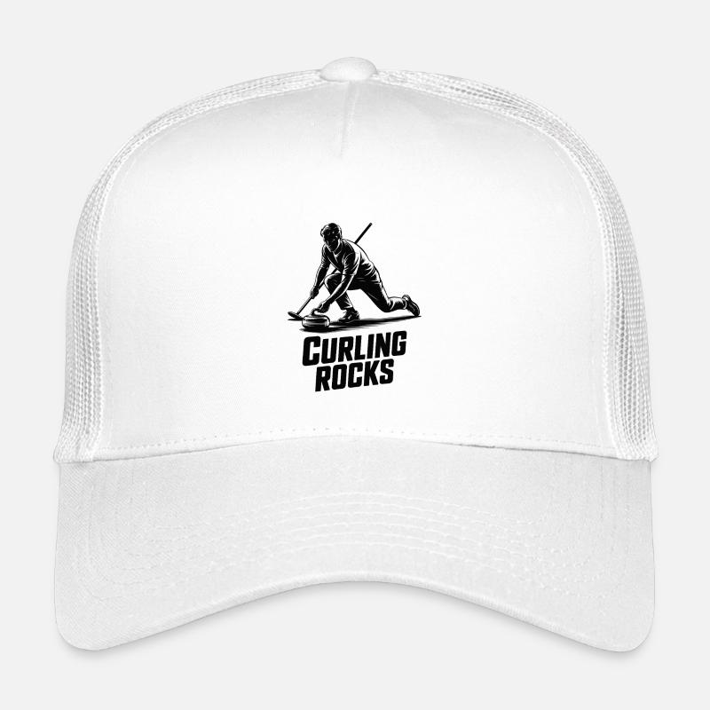 Curling Rocks Wintersport Silhouette Man Kinder Trucker-Cap