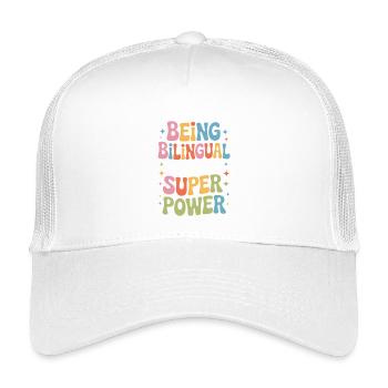 Fremdsprache Sprüche Lustige Fremdsprache Geschenk - Kinder Trucker-Cap - Weiß - Vorne
