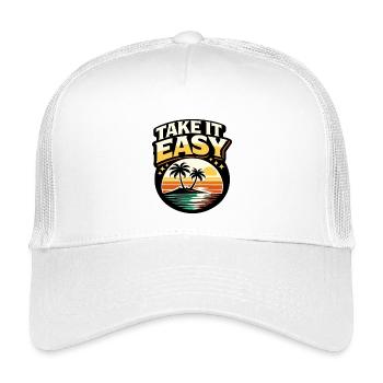 Take It Easy Retro Sunset Palmen Vintage Motiv - Kinder Trucker-Cap - Weiß - Vorne
