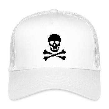 Pixel Skull Crossbones T-Shirt - Kids’ Trucker Cap - white - Front
