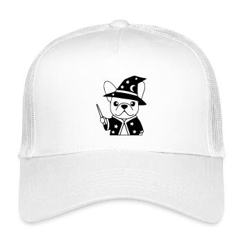 Frenchie Wizard Magic Outline - Kids’ Trucker Cap - white - Front