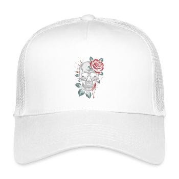 Rose on the skull: gloomy vintage tattoo style - Kids’ Trucker Cap - white - Front