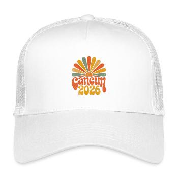 Cancún 2026 Retro Sonnenuntergang - Kinder Trucker-Cap - Weiß - Vorne