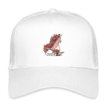 Chaise longue vintage avec une chemise fleurie - Casquette trucker enfant - blanc - Devant