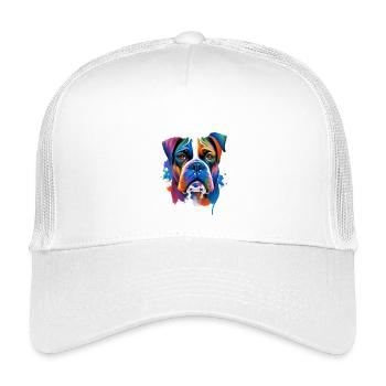 Boxer Dog Porträt Lebendige Ölgemälde Kunst - Kinder Trucker-Cap - Weiß - Vorne