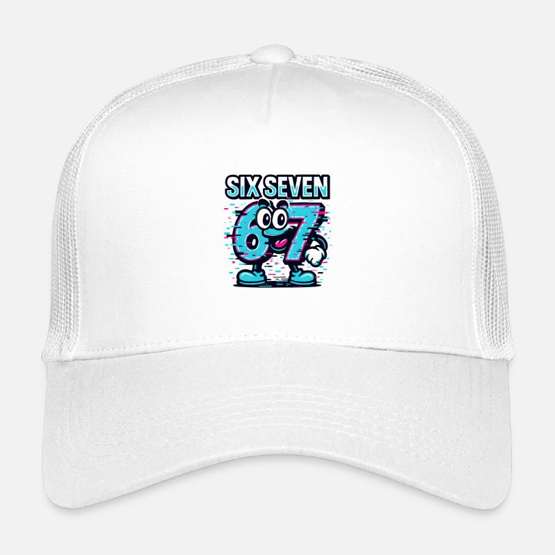 Six Seven 67 Meme Glitch Mascot Italian Brainrot Kinder Trucker-Cap