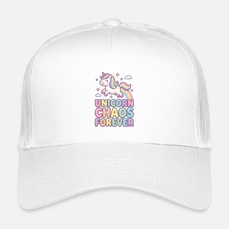 Unicorn Chaos Forever Einhorn Pastell - Kinder Trucker-Cap - Weiß