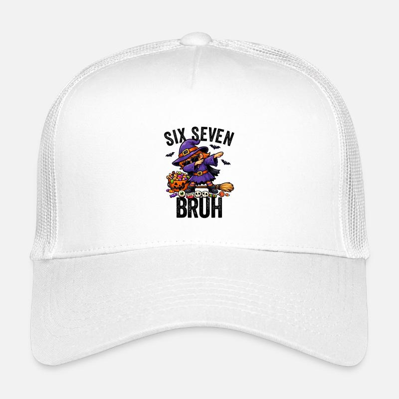Dabbing Witch Six Seven Bruh 6 7 Halloween 67 Bruh - Kinder Trucker-Cap - Weiß