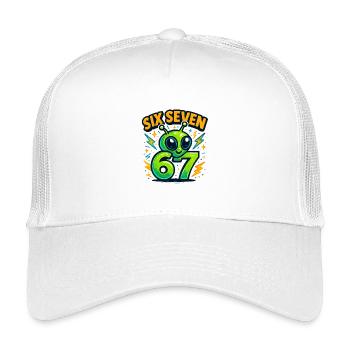 Six Seven 67 Italian Brainrot Alien Humor Funny - Kids’ Trucker Cap - white - Front