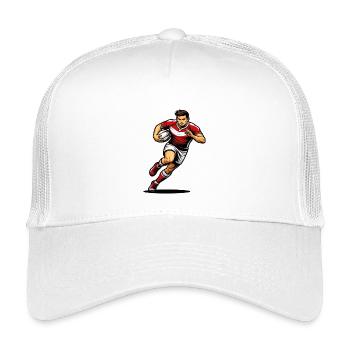 Rugbyspieler, der mit dem Ball in der Hand läuft - Kinder Trucker-Cap - Weiß - Vorne
