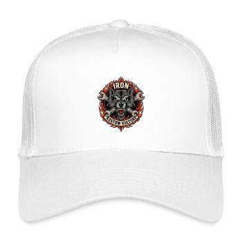 Motorcycle Biker V-Twin Motor Skull Wolf Wild Rocker - Kids’ Trucker Cap - white - Front