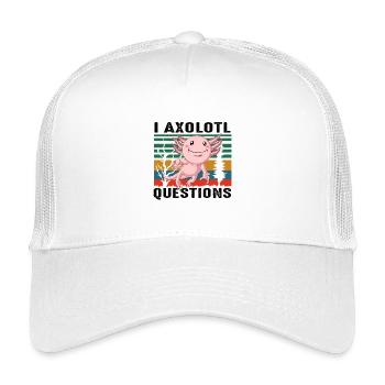 I Axolotl Questions Funny Pun Cute Animal Art - Kids’ Trucker Cap - white - Front