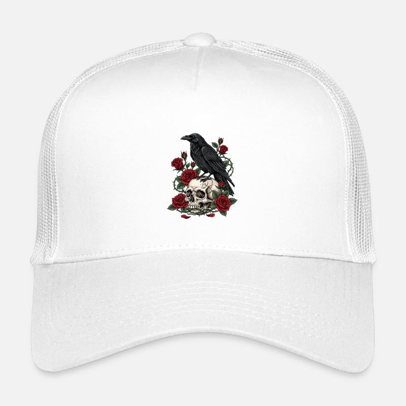 Corbeau de minuit sur des roses de crâne Casquette trucker enfant