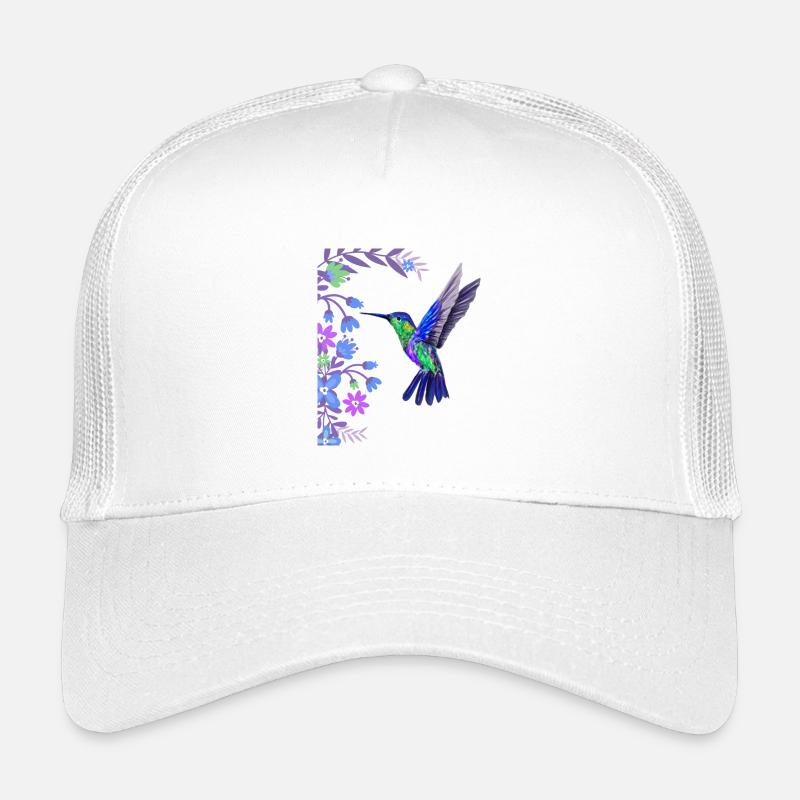 Hummingbird Bird Design with Botanical Flowers Kids’ Trucker Cap