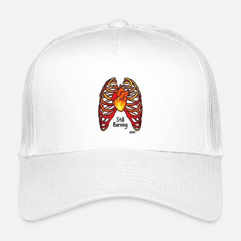 Fire Heart in with Ribs Tattoo Style Kids’ Trucker Cap