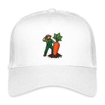 Gärtner und riesige Karotte aus dem Gemüsegarten - Kinder Trucker-Cap - Weiß - Vorne