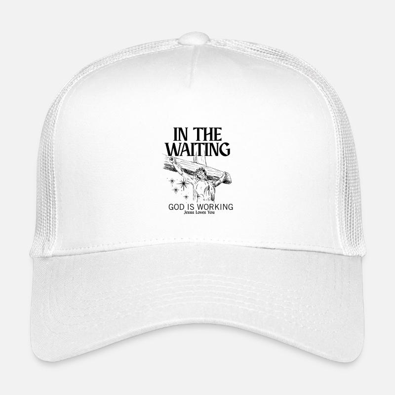 God is Working Jesus Religious - Kids’ Trucker Cap - white