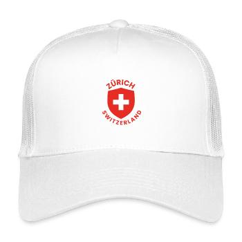 Zurich Shield with Swiss Cross - Kids’ Trucker Cap - white - Front