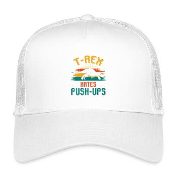 T-Rex Hates Push-Ups Fitnesswitz - Kinder Trucker-Cap - Weiß - Vorne