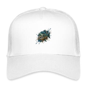 Mutiger Piranha mit Farbspritzern - Kinder Trucker-Cap - Weiß - Vorne