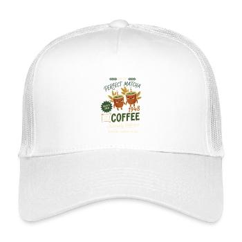 Perfect Matcha Coffee Naturally Delicious - Kinder Trucker-Cap - Weiß - Vorne