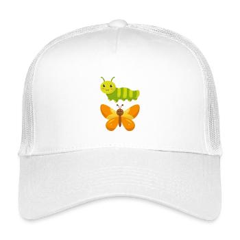 Raupe zu Schmetterling - Kinder Trucker-Cap - Weiß - Vorne