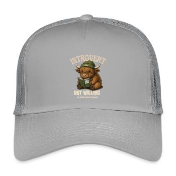 Lecture de vache introvertie : Prêt à parler - Casquette trucker enfant - gris clair - Devant