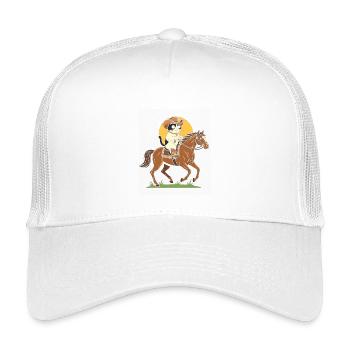 Chat cowboy à cheval - Casquette trucker enfant - blanc - Devant