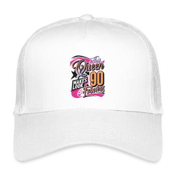 90th Birthday Queen - Kids’ Trucker Cap - white - Front