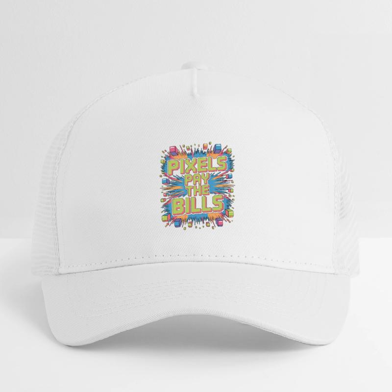Game Developer Pixels Pay The Bills Web Developer Kinder Trucker-Cap