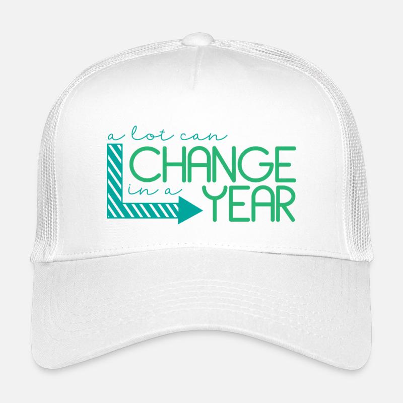 Inspirational quote annual change - Kids’ Trucker Cap - white