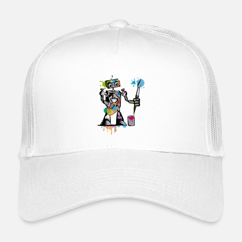 Roboter mit einem Pinsel - Kinder Trucker-Cap - Weiß