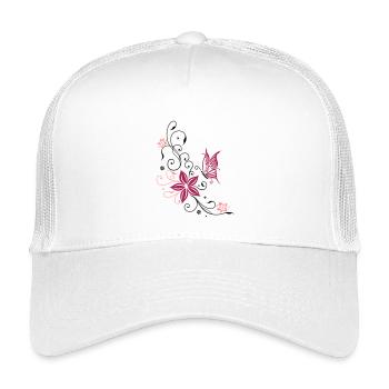 Flowers with filigree floral ornament. Feminine. - Kids’ Trucker Cap - white - Front