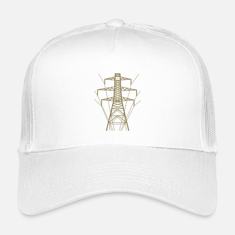 Weiße Strommast-Silhouette - Kinder Trucker-Cap - Weiß